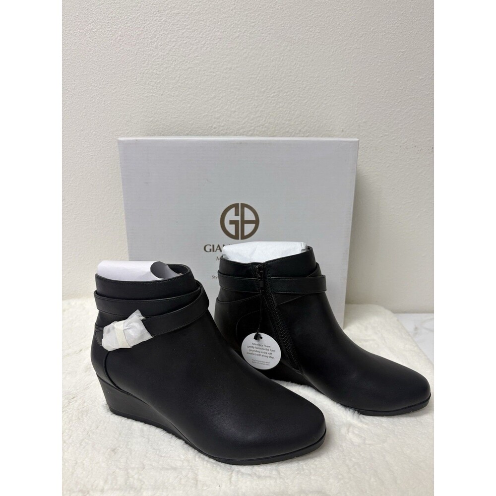 GIANI BERNINI Womens Black Strappy Cherub Round Toe Zip-Up Booties Size 7.5 NEW